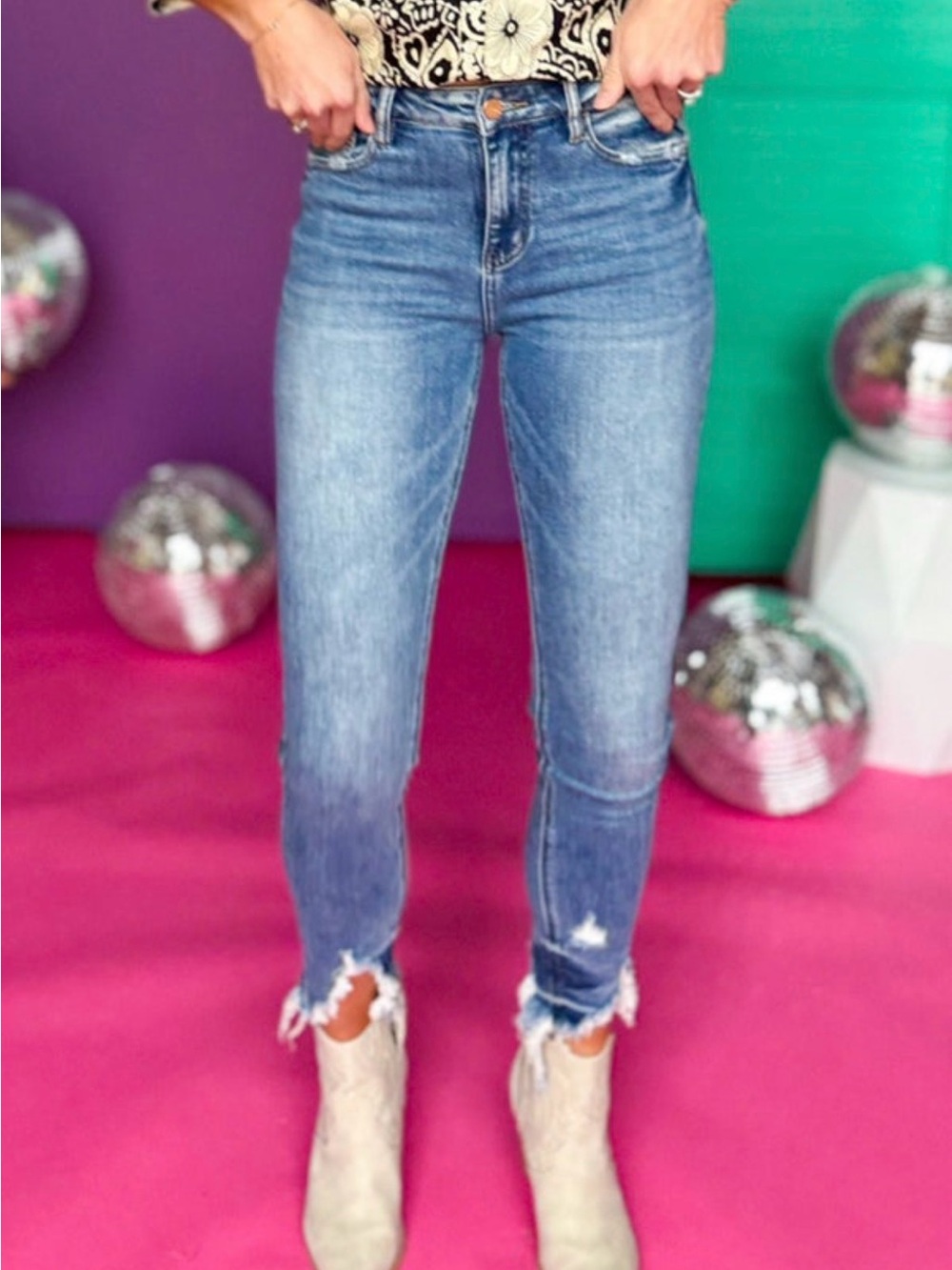 Mica Denim High Rise Distressed Ankle Skinny Jeans Size 26